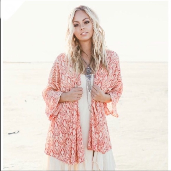 O’Neill Pink Olive Paisley Kimono | Size Small - Picture 2 of 8